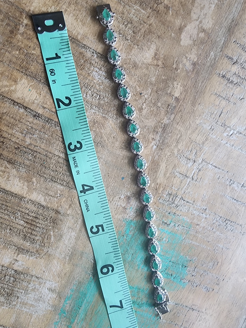 Green Emerald Teardrop Crystal Tennis Bracelet - Women Jewelry